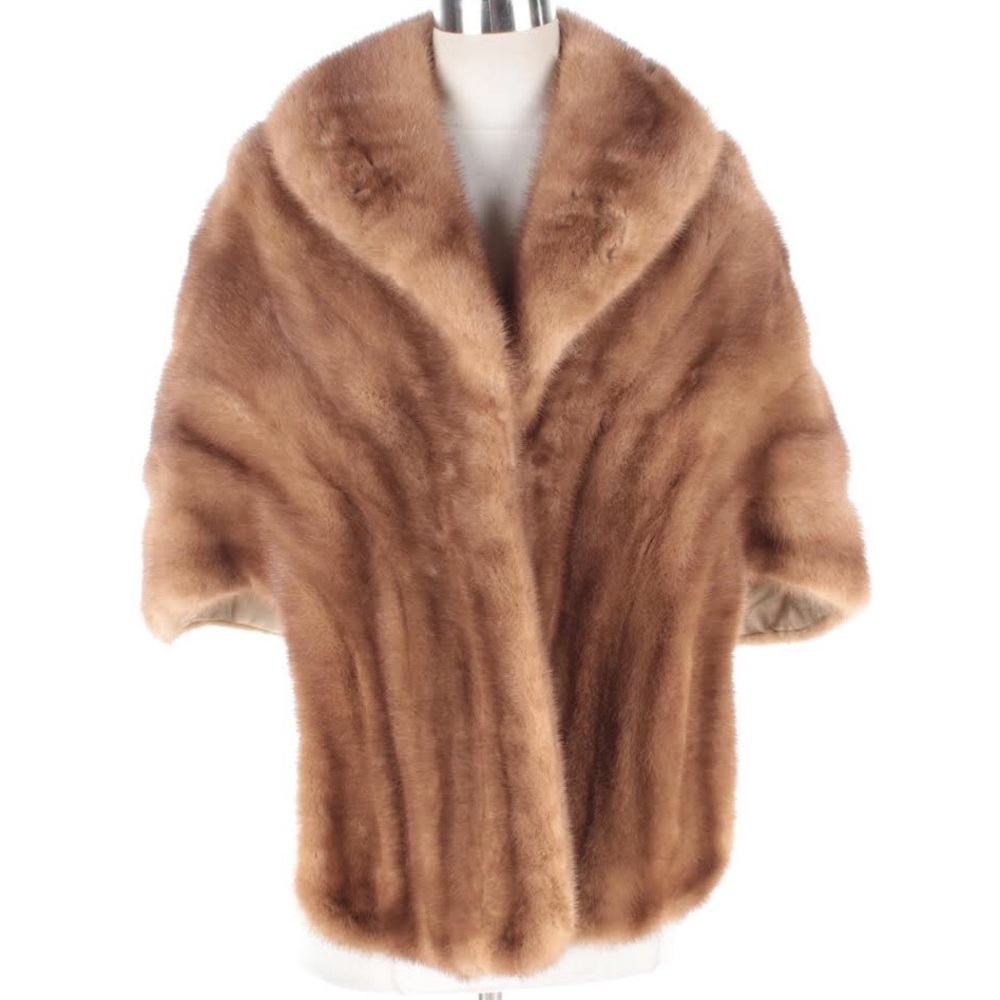 Bridal Wrap . Pure Mink Cape. Soft Caramel Shade